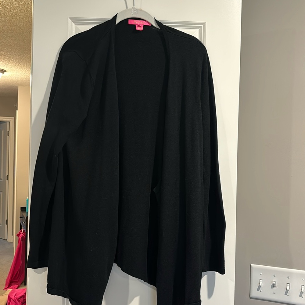 Lilly Pulitzer XL Open Front Black Cardigan